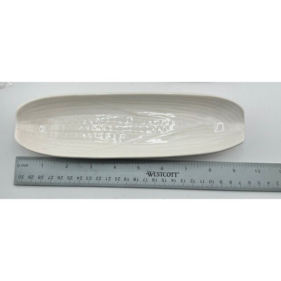 Vintage Lillian Vernon Set Of 4 White Ceramic Corn Holder Dishes W/holders - Picture 3 of 6
